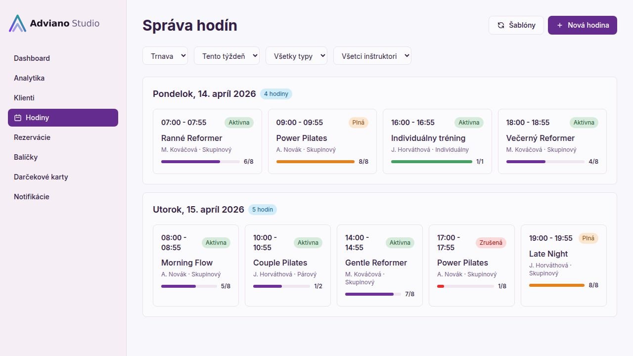 Správa hodín a inštruktorov