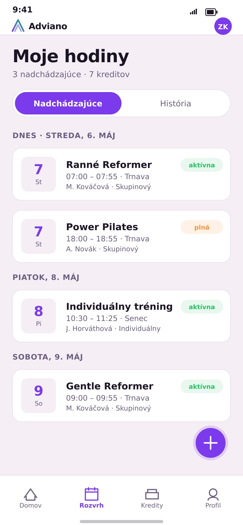 Mobilná aplikácia s rozvrhom hodín